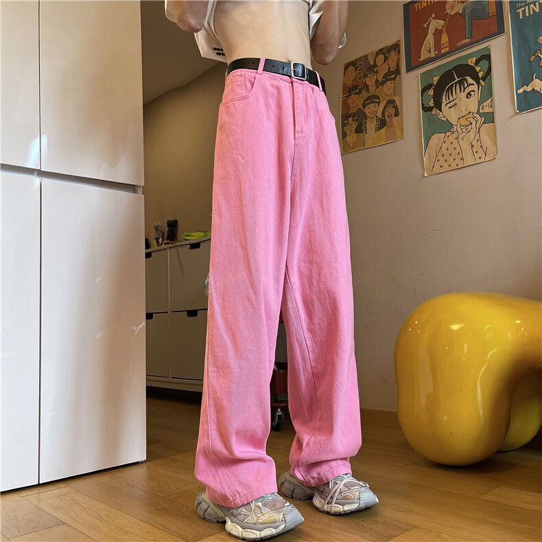 24年春夏季水洗高街vibe直筒宽松阔腿五色牛仔裤NZ2310-P55控78,男装牛仔裤,星座1002-1