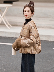 新中式90提花羽绒服2025年冬季新款高级感优雅气质白鸭外套图片