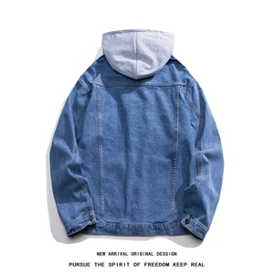 JK3001-p85  M-5X白底ins牛仔夹克绣花破洞大码男日系CITYBOY图片