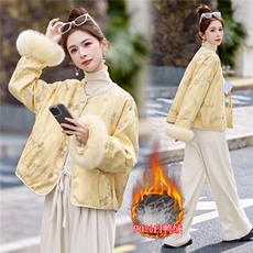 【bao款大货已出】2026冬装新中式重工钉珠90%白鸭绒狐狸毛外套，女装羽绒服，雅静靓衣