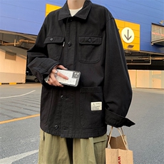 复古盐系炸街拼接男ins街头帅气小众休闲工装拼色夹克W1071-P40，男装衬衫，星座512-2