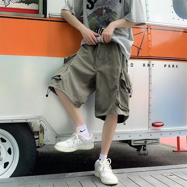 五分裤男港风潮流高街帅大口袋个性2024夏季新款ins短裤K5080-P36,男装休闲裤,星座412-2
