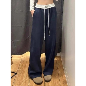 美式高街潮牌男女运动休闲裤直筒宽松卫裤慵懒显瘦休闲长裤子图片