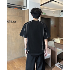 拼接短袖t恤男夏季新款美式高街青少年宽松休闲半袖体恤T0585-P38，男装T恤，星座308B-1