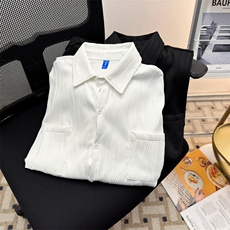港风春夏款男冰丝褶皱衬衫丝绸纹路长袖衬衣CS0032P37，男装衬衫，星座1013-1