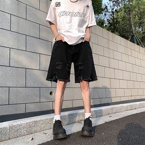 现货 夏季美式复古毛边短裤五分乞丐破洞牛仔裤男 K5808-P35 控58图片