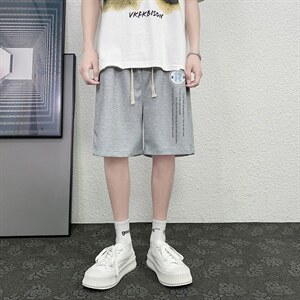 HD74168-P22 华夫格短裤男大码宽松五分裤男直筒中裤图片