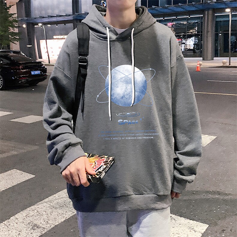WY2241-P35纯棉连帽卫衣男大码运动帽衫宽松薄外套男,男装卫衣,电商A040