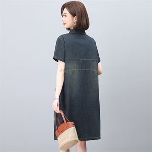 牛仔连衣裙女2025夏季新款大码休闲高端爆款洋气中年妈妈衬衫裙子,北折裙子秋天搭配图片