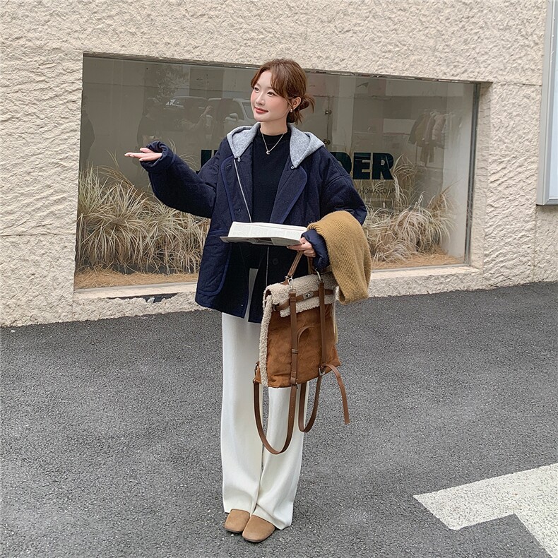 2025秋冬连帽宽松牛仔蓝棉衣2C322-M3005-P175-K245,女装棉衣/棉服,2C322