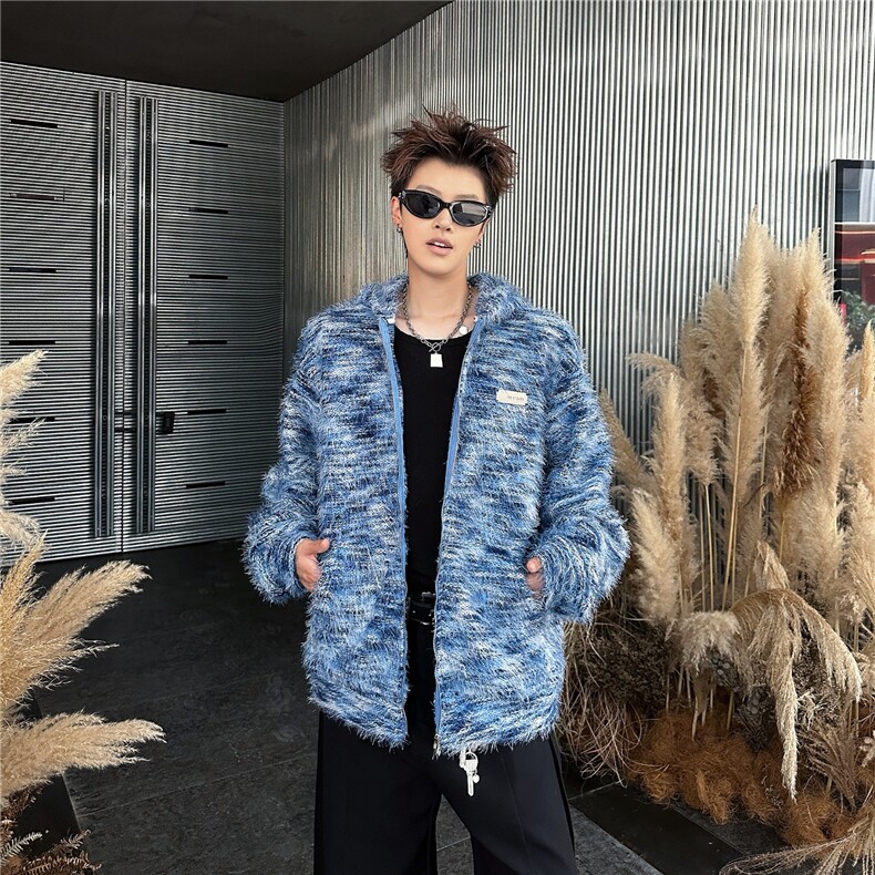 潮牌情侣美拉德油画渐变条纹毛衣男女宽松开衫外套潮针织衫,男装针织衫/毛衣,星座410-6（原星座1304-1）