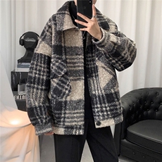 1506-1/JJ488-21毛呢大衣/P73毛呢小香风格子外套男潮高级感外套，男装毛呢大衣，星座1506-1