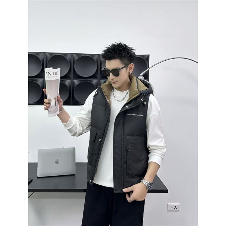 休闲拼色羽绒马甲印花潮男流行时尚高级羽绒马甲313B-TMA71-P80，女装马甲，星座313B