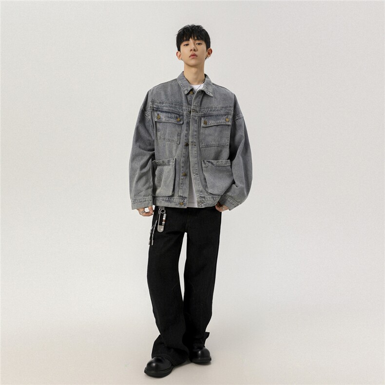 2025新款男士撞色拼色水洗工装牛仔夹克外套上衣N9003/P105,男装工装外套,星座202