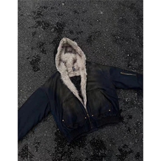 1506/QJ630/P162美式连帽牛仔棉服男毛领复古加绒加厚夹克外套潮，男装夹克，星座1506