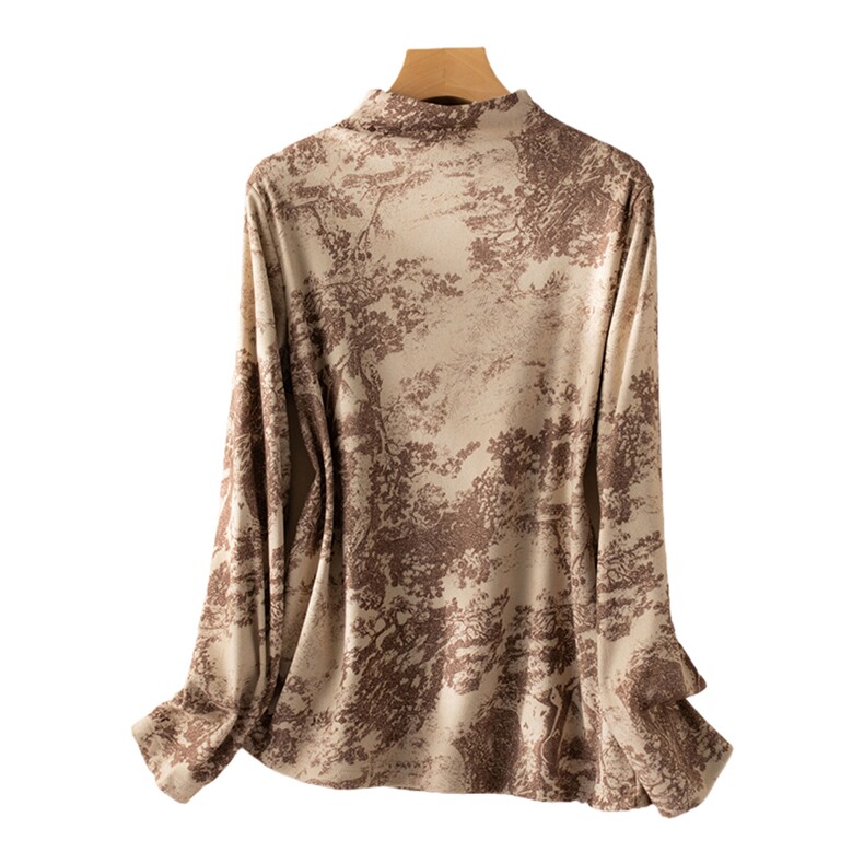 时尚女士秋冬打底花色半高领针织衫舒适休闲显瘦长袖毛衣,针织衫/毛衣,绒宛羊绒