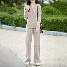 2025百搭时尚简约小v领羊毛纯色套装，女装羊毛衫，哲奥羊绒