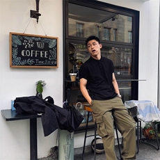 【网图】B221美式ins高街修身翻领polo衫T恤SY2547-特P15控39，男装T恤，电商B221
