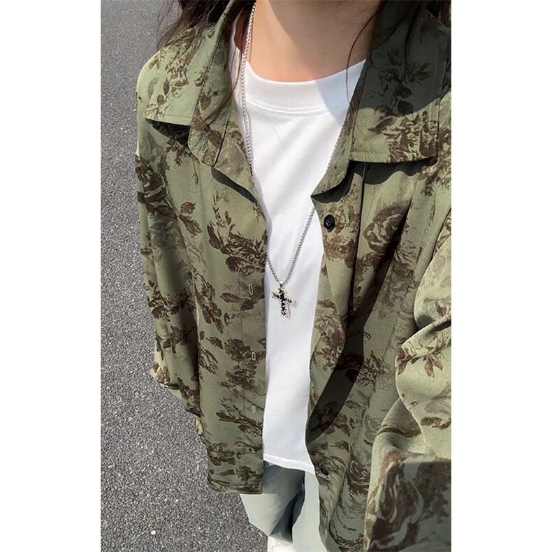 碎花长袖衬衫男款春秋季冰丝海岛度假风痞帅高级感衬衣服防晒外套,男装衬衫,电商A001