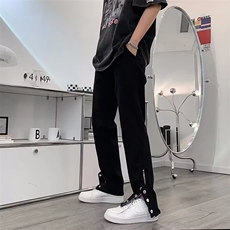 潮高街裤子潮ins拉链微喇修身牛仔裤男裤脚拉链纽扣NN116，男装牛仔裤，星座1116A-1（原606A）