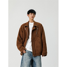 自拍图:2025秋款美式复古麂皮绒夹克外套男潮牌上衣JK8087-P85，男装夹克，星座1209-2