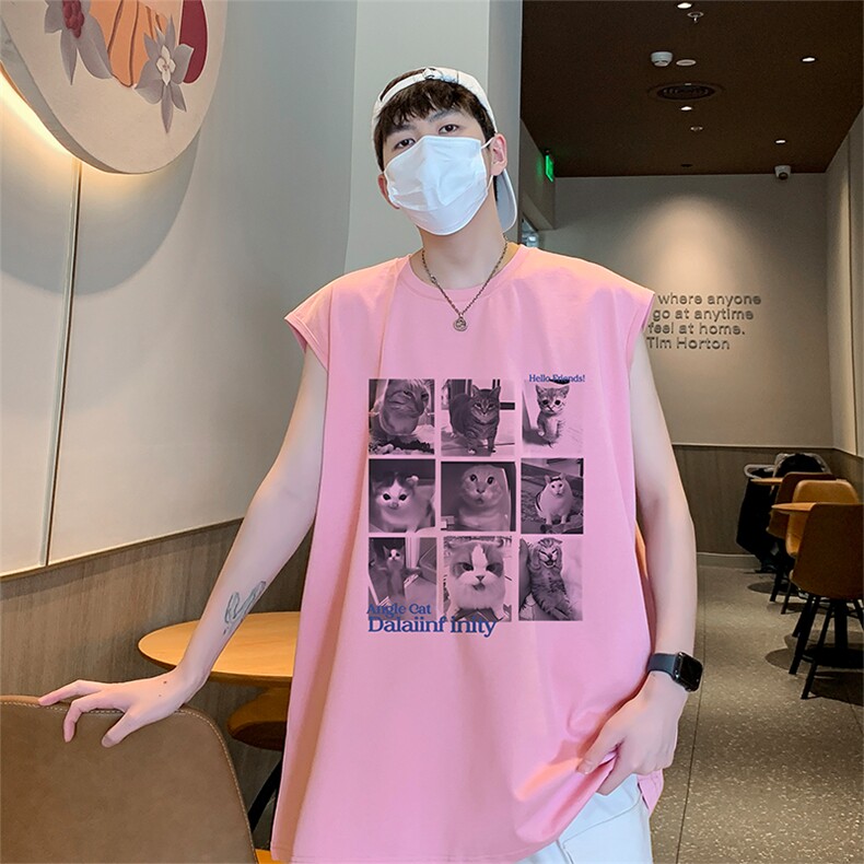 美式直播抖音得物品质纯棉250克无袖背心T恤T2542P25控39，男装背心/马甲，电商C408-1(原B339-1)