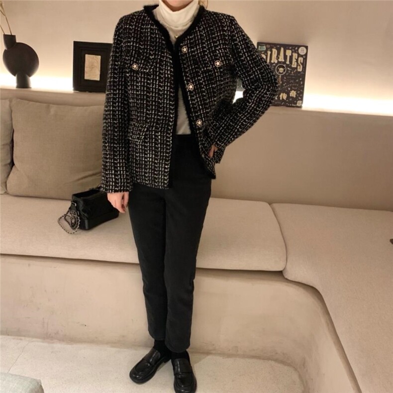 百搭时尚款小香风羽绒外套，女装，奥瑾