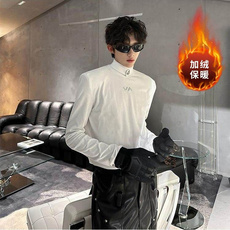 加绒加厚秋冬潮牌半高领长袖T恤cleanfit内搭打底衫W219-P45网图，男装T恤，电商B245