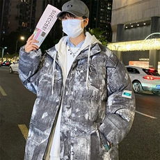 假两件冬季新款休闲加厚保暖棉衣连帽潮牌大码棉服外套33231P115，男装棉衣，电商A086