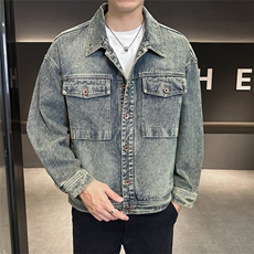 店主风2025秋季宽松版翻领水洗品质牛仔夹克男B317-JK823-P125，男装夹克，电商B317