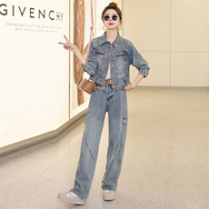牛仔外套女洋气减龄显瘦春秋装2025新款轻熟风时尚气质两件套套装，女装套装/套裙，潮流依族