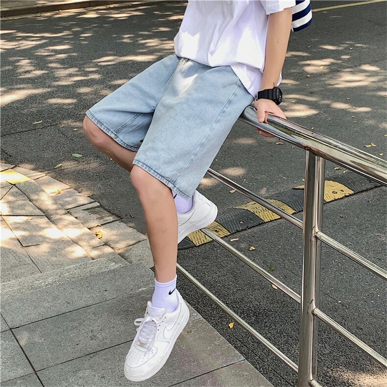 港风夏款男短裤牛仔五分裤中裤休闲马裤D,男装牛仔裤,星座1013-1