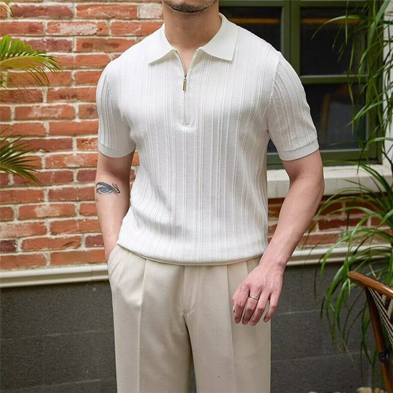 【网图现货】轻熟风冰丝高品质翻领T恤T275/P45,男装T恤,星座205-3
