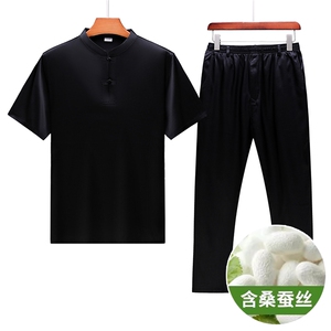 GBN833-6夏季风唐装纯香云纱短袖爸爸装套装图片