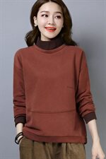 2021年秋季新款半高领卫衣女长袖打底衫韩版宽松显瘦加绒加厚上衣，女装卫衣/绒衫，简韵佳