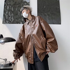 春秋美式复古机车皮衣夹克男女潮牌宽松百搭休闲外套JK0662-P68，男装夹克，星座308B-2