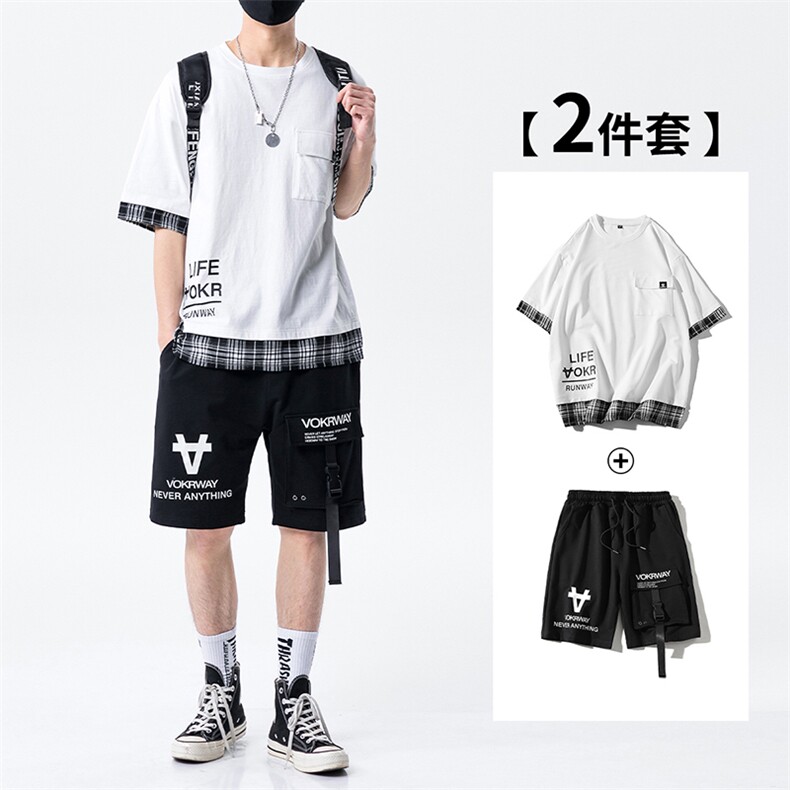 2021夏季短袖套装男士新款潮牌男装t恤DS653T图片