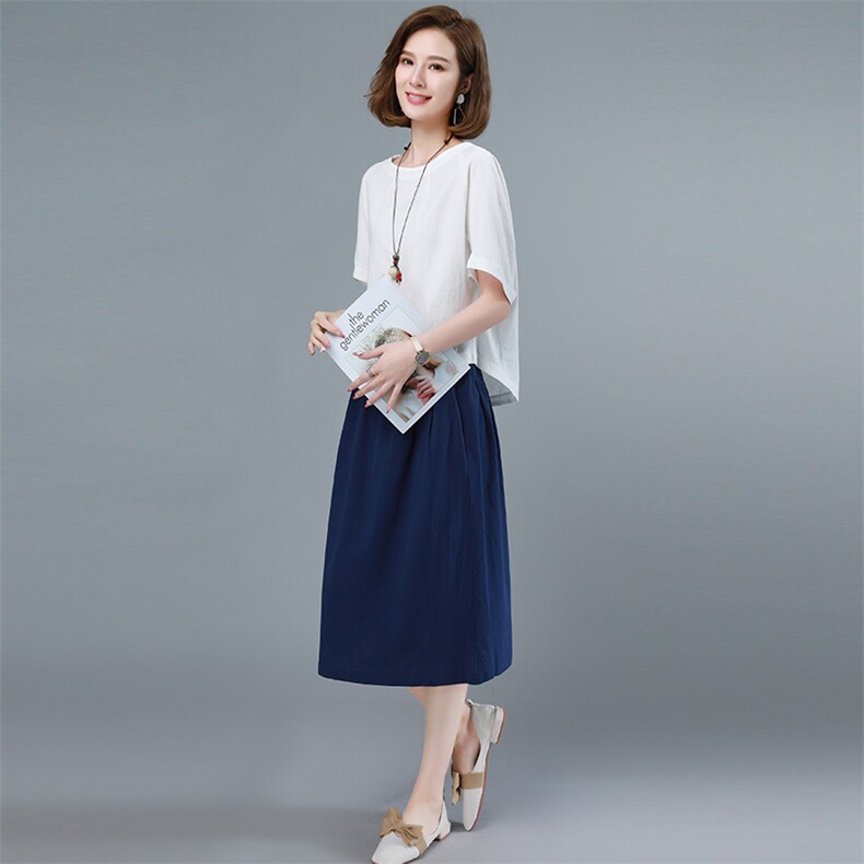 2021夏季新款棉麻时尚休闲套装女洋气裙装两件套,女装套装/套裙,依恋蒂丝