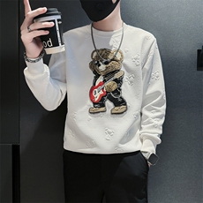痞帅高级感小熊圆领卫衣外套男社会小伙店主风301C-WY46-P58控78，男装卫衣，星座301C（原B323）