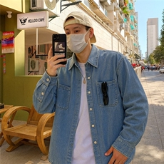 港风新款牛仔夹克潮流宽松休闲百搭衬衫外套，男装衬衫，星座410-7