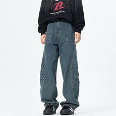弯刀牛仔裤男vintage水洗做旧长裤百搭拖地裤子A080-9002-P55控78，男装牛仔裤，电商A080
