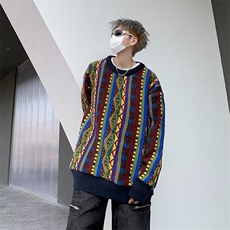 针织衫男韩版潮流拼色高街帅气2024春季新款ins宽松毛衣MZ411-P49，男装针织衫/毛衣，星座412-3