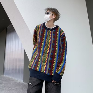 针织衫男韩版潮流拼色高街帅气2024春季新款ins宽松毛衣MZ411-P49图片