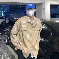 春秋复古涂鸦牛仔外套男女宽松bf慵懒风喷漆扎染夹克上衣ins潮牌，男装工装外套，星座1210-1