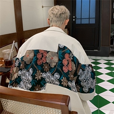 2025港风休闲宽松刺绣外套男潮拼接翻领工装夹克男7568P85控118，男装夹克，星座227-7
