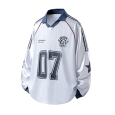 美式翻领POLO衫大码M-5XL插肩拼接V领球衣长袖T恤T78096P48控78，男装T恤，星座227-7