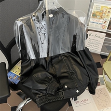 港风春款男皮衣夹克衫条纹肌理休闲皮外套JK925P80，男装夹克，星座1013-1