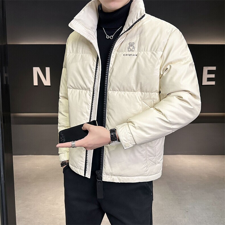 皮羽绒服男2024新款立领小熊刺绣羽绒外套B240-YR18916-P175,男装羽绒服,电商B240