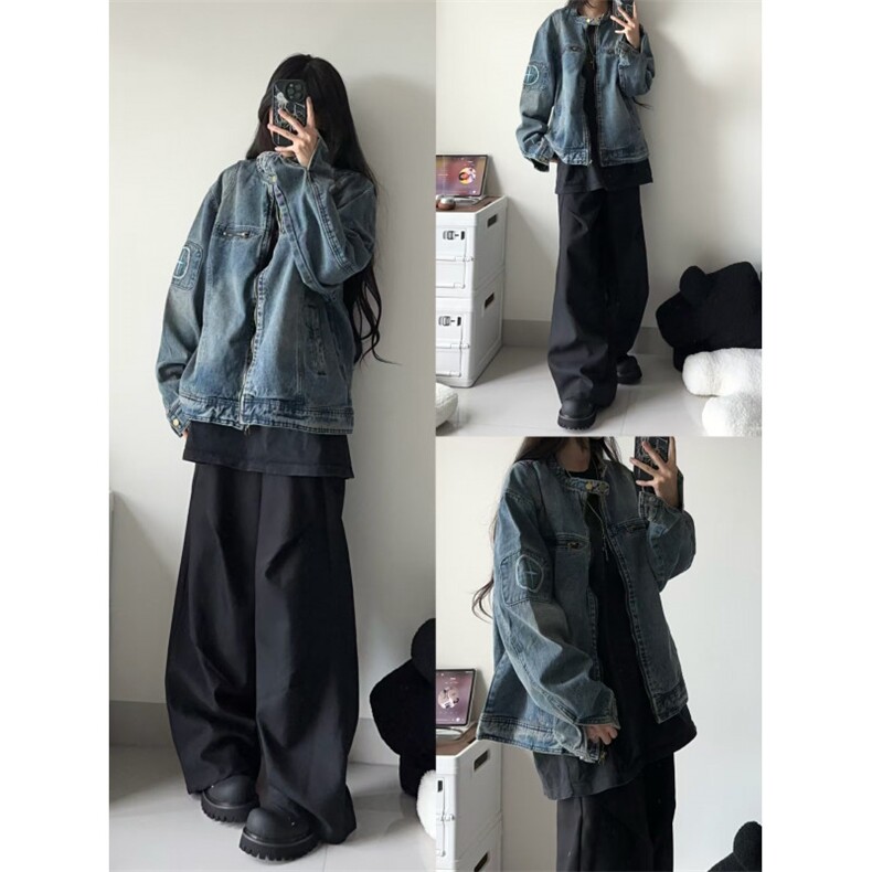 【有货】美式复古水洗蓝色牛仔外套男春秋季短款夹克W353HH-特P75,男装夹克,星座1007（原301D）