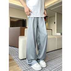 8XL-M特大码冰丝裤醋酸阔腿裤男缎面高腰垂感防晒凉凉裤K979P45，男装休闲裤，电商D206-1
